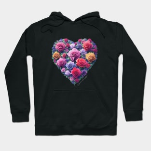 heart filled with blooming roses and other flowers Hoodie